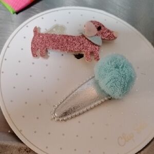Pink and Silver Dog Hair Clip Set
